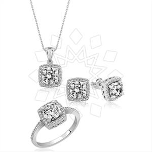 925 Sterling Silver Zirconia Ring Earring Necklace Sets
