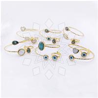 Fashion Evil Eye Gem and Crystals Ring Bracelet Sets