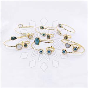 Fashion Evil Eye Gem and Crystals Ring Bracelet Sets