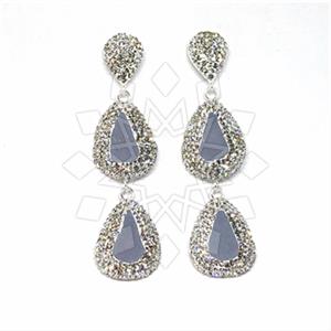 Fashion Gem and Crystals Double Drop Earrings