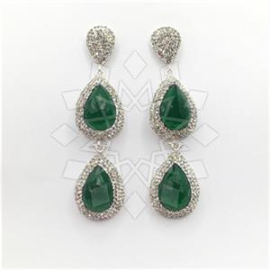 Fashion Gem and Crystals Double Drop Earrings