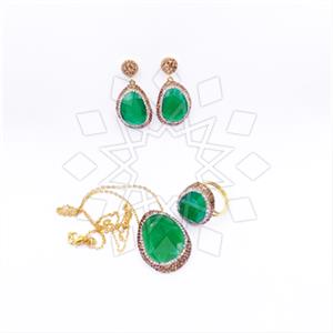 Fashion Gem and Crystals Ring Earring Necklace Sets