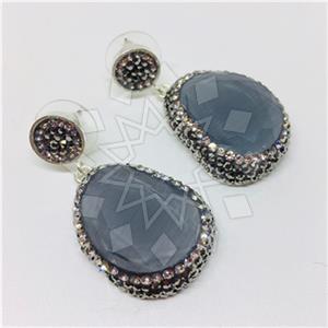 Fashion Gem and Crystals Single Drop Earrings