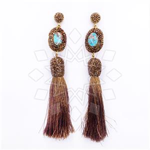 Fashion Gem and Crystals Tassel Earring