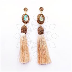 Fashion Gem and Crystals Tassel Earring