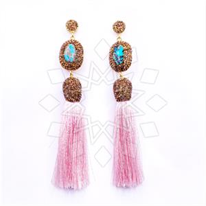 Fashion Gem and Crystals Tassel Earring