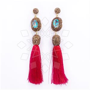 Fashion Gem and Crystals Tassel Earring
