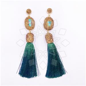 Fashion Gem and Crystals Tassel Earring