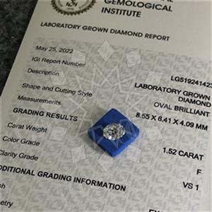 1.50 Carat Lab Grown Diamond Oval VS1 Clarity E Color IGI Certified Ideal Cut