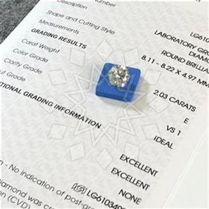 2.00 Carat VS1 E Color Lab Grown IGI Certified Ideal Cut Round Diamond