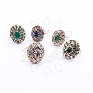 Turkish Silver Cocktail Fantasy Rings Pack 5 Pieces Green Oval Most Popular