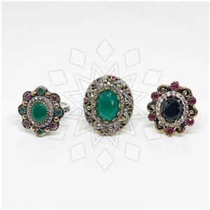 Turkish Silver Cocktail Rings 3 Pieces