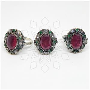 Turkish Silver Cocktail Rings 3 Pieces