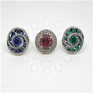 Turkish Silver Cocktail Rings 3 Pieces