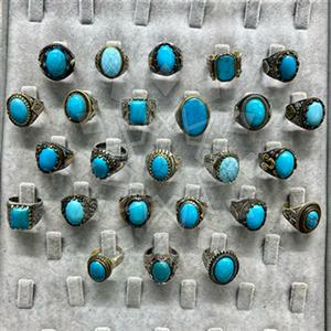100 Piece Turkish Silver Mens Rings Turquoise Gems Package