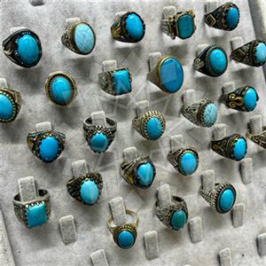 50 Piece Turkish Silver Mens Rings Turquoise Gems Package