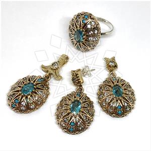 Turkish Silver Ring Earring Pendant Sets