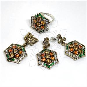 Turkish Silver Ring Earring Pendant Sets