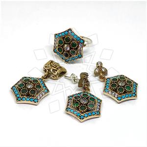 Turkish Silver Ring Earring Pendant Sets