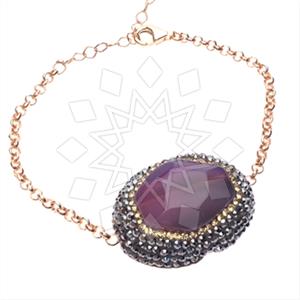 925 Sterling Silver Gem and Crystals Adjustable Bracelet