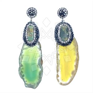 925 Sterling Silver Gem and Crystals Single Drop Mis-Match Earrings