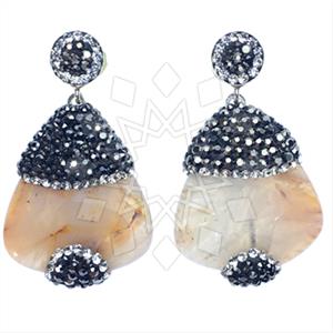 925 Sterling Silver Gem and Crystals Single Drop Earrings