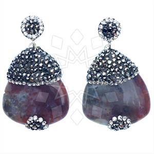 925 Sterling Silver Gem and Crystals Single Drop Earrings