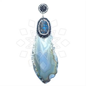 925 Sterling Silver Gem and Crystals Single Drop Gem Pendant
