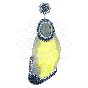 925 Sterling Silver Gem and Crystals Single Drop Gem Pendant