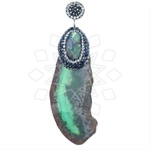 925 Sterling Silver Gem and Crystals Single Drop Gem Pendant