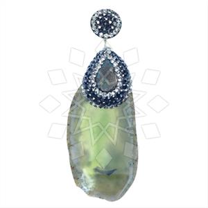 925 Sterling Silver Gem and Crystals Single Drop Gem Pendant