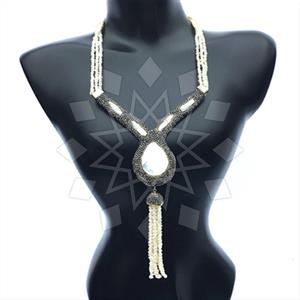 Gemstone and Bead Statement  Tassel Necklace