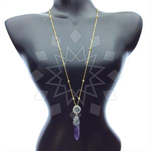 Fashion Gem and Crystals Pendant Necklace