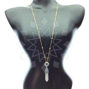 Fashion Gem and Crystals Pendant Necklace