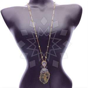 Fashion Gem and Crystals Pendant Necklace