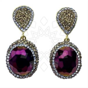 Fashion Gem and Crystals Single Drop Earrings