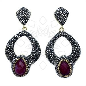 Fashion Gem and Crystals Single Drop Earrings