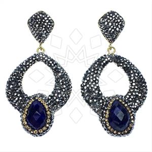 Fashion Gem and Crystals Single Drop Earrings