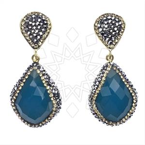 Fashion Gem and Crystals Single Drop Earrings
