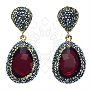 Fashion Gem and Crystals Single Drop Earrings