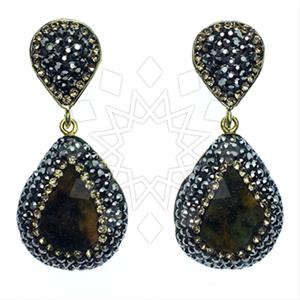 Fashion Gem and Crystals Single Drop Earrings
