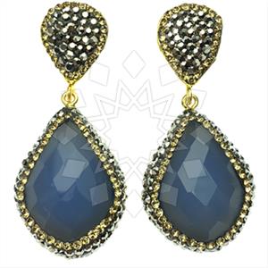 Fashion Gem and Crystals Single Drop Earrings