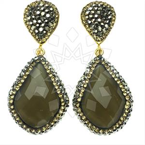 Fashion Gem and Crystals Single Drop Earrings