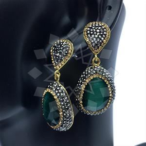 Fashion Gem and Crystals Single Drop Earrings