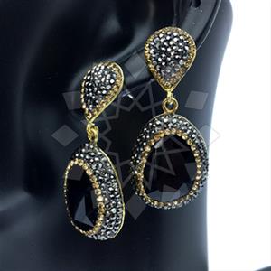 Fashion Gem and Crystals Single Drop Earrings