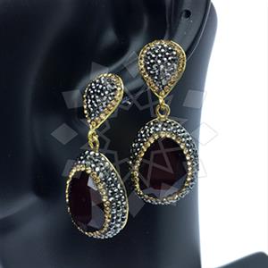 Fashion Gem and Crystals Single Drop Earrings