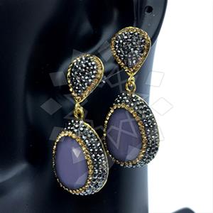 Fashion Gem and Crystals Single Drop Earrings