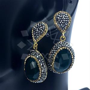 Fashion Gem and Crystals Single Drop Earrings
