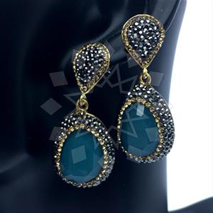 Fashion Gem and Crystals Single Drop Earrings