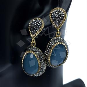 Fashion Gem and Crystals Single Drop Earrings